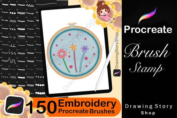 150 Procreate Embroidery Brushes