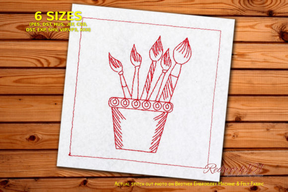 Paint Brushes in Mug Embroidery Design
